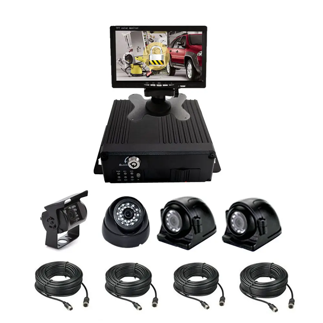 Crony C-1004 LCD DVR – KIT enregistreur vidéo pour voiture 4 canaux H.264 2.0MP 1080P
